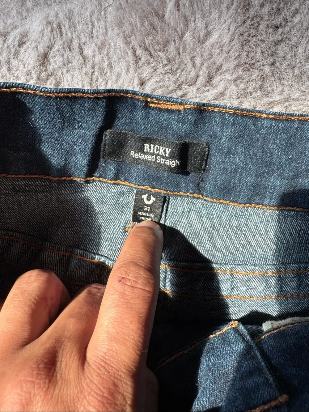 True Religion Men's Deep Blue Slim Jeans with Contrast Stitching